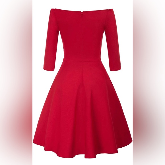 GRACE KARIN Women's Off Shoulder Pleated Flared A-line Cocktail Party Dress - Picture 3 of 10